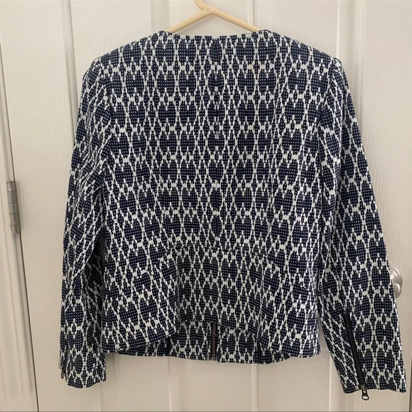 J.Crew Factory Jacquard Moto Biker Sweater Zip black 
Blue XS - Picture 2 of 8